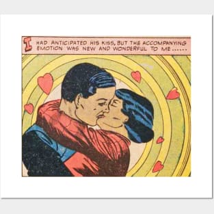 Comic book art black couple kissing Posters and Art